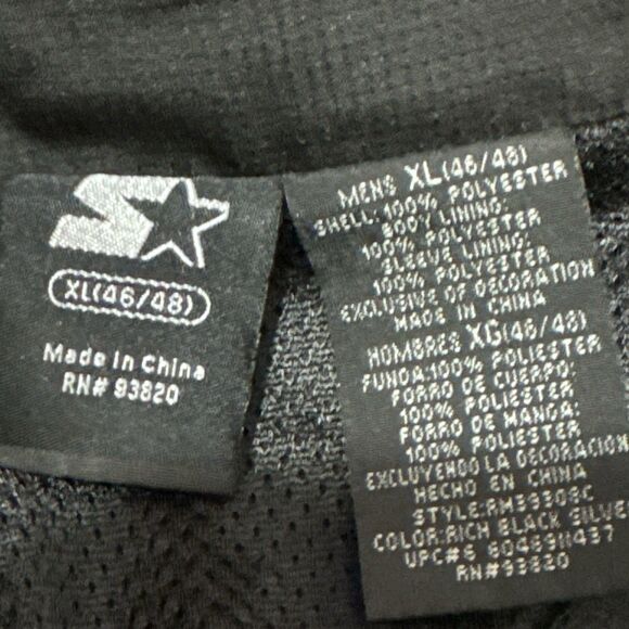 Vintage Starter Black White Stripe Zip Up Track Jacket Men’s XL 46/48 Mesh Lined - Picture 7 of 7